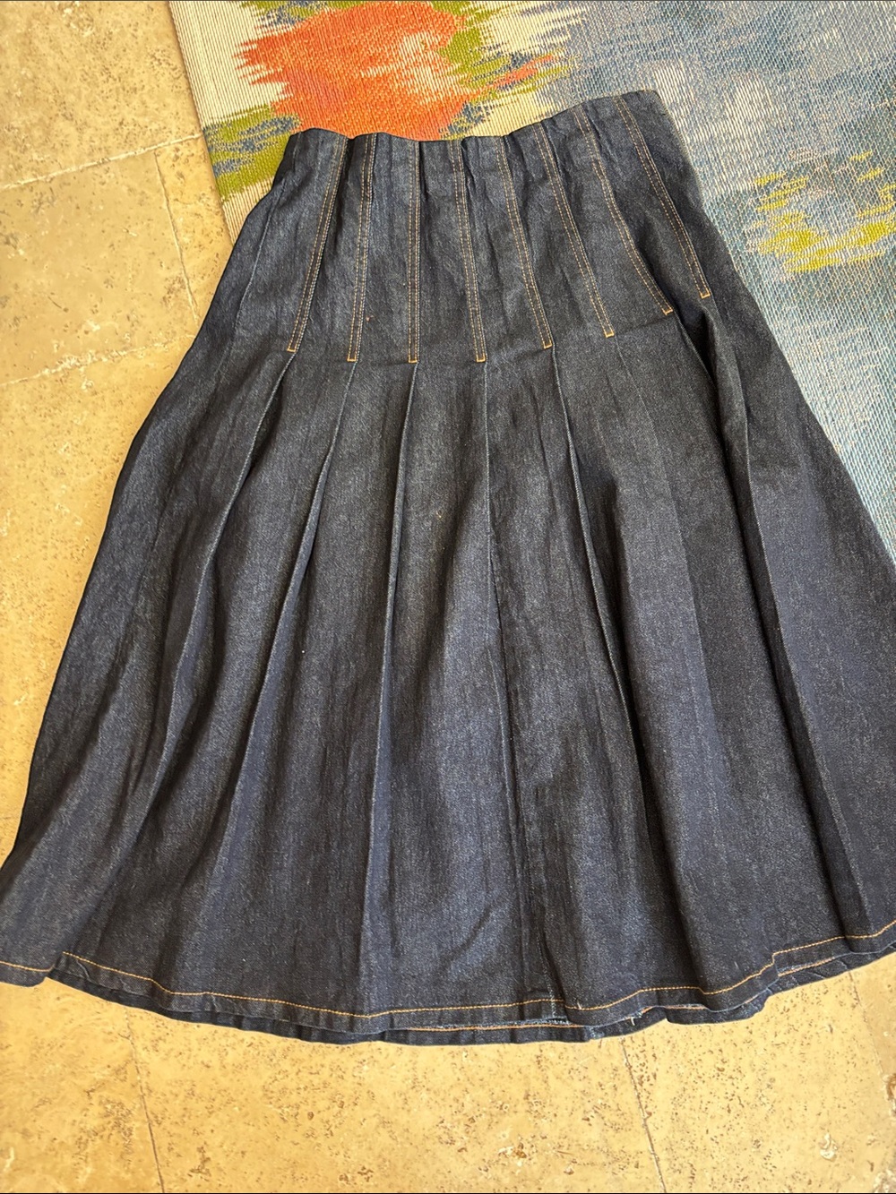 Free Assembly stitched pleat denim maxi skirt